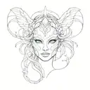  a mask without anyone wearing （harmony theme). Add a angel's halo on the top. tattoo design idea