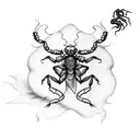 scorpion with a dagger and flames tattoo design idea