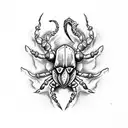 scorpion with a dagger and flames tattoo design idea