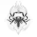 scorpion with a dagger and flames tattoo design idea