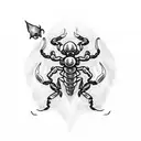 scorpion with a dagger and flames tattoo design idea