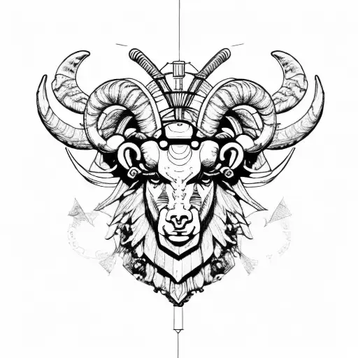 aries ram with steampunk elements tattoo design idea