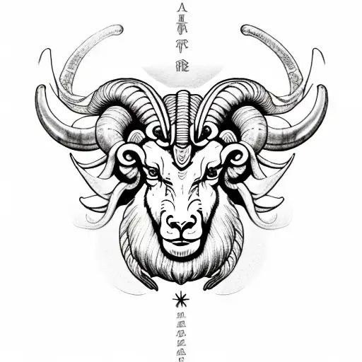 aries ram with zodiac symbols tattoo design idea