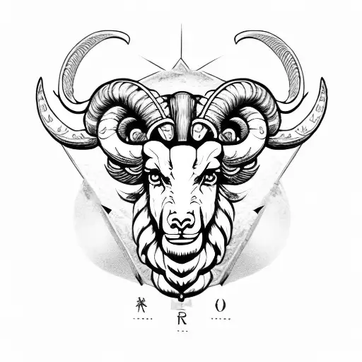 aries ram with zodiac symbols tattoo design idea