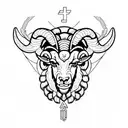 aries ram with zodiac symbols tattoo design idea