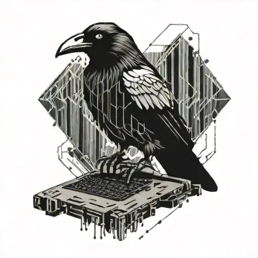 Crow on a computer chip tattoo design idea