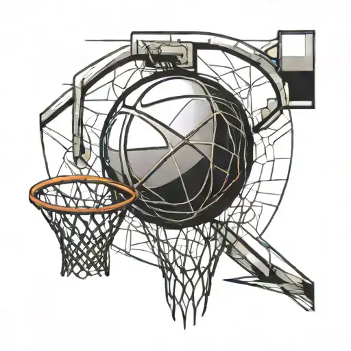 single basketball and hoop  tattoo design idea