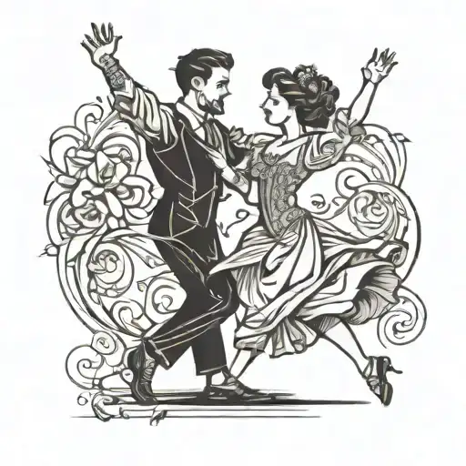 couple dancing classic tattoo design idea