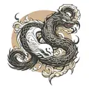 ying yang creature tattoo design idea