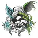 ying yang creature tattoo design idea