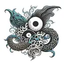 ying yang creature tattoo design idea