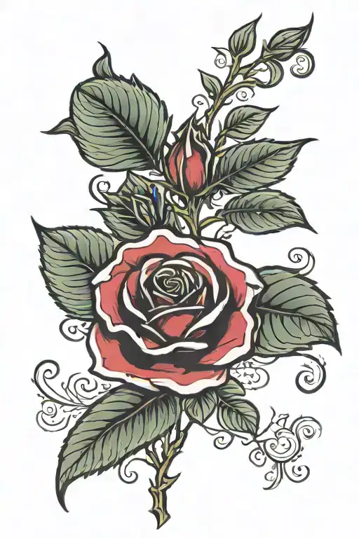 rose with name in the stem rose tattoo design idea