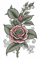 rose with name in the stem rose tattoo design idea