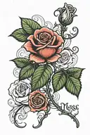 rose with name in the stem rose tattoo design idea