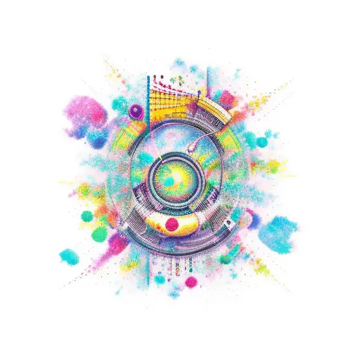 music notation with many colors tattoo design idea