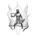 A modern interpretation of Prometheus stealing fire from the gods, with a futuristic twist tattoo design idea