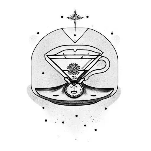 Chemex coffee brewer with a caffeine molecule inside tattoo design idea