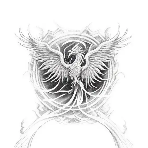 rising Phoenix coming out of flames tattoo design idea