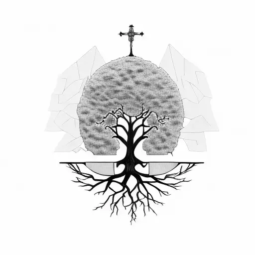 A family tree with each member represented by a different historical figure tattoo design idea