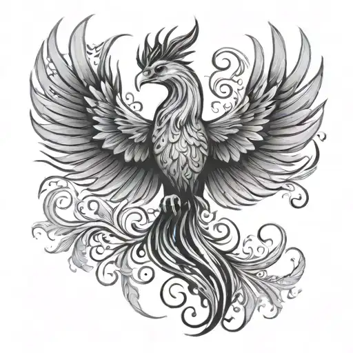 A phoenix rising from the ashes with a subtle nod to sobriety and liver transplant  tattoo design idea