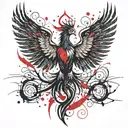 A phoenix rising from the ashes with a subtle nod to sobriety and liver transplant  tattoo design idea