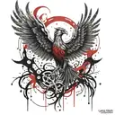 A phoenix rising from the ashes with a subtle nod to sobriety and liver transplant  tattoo design idea