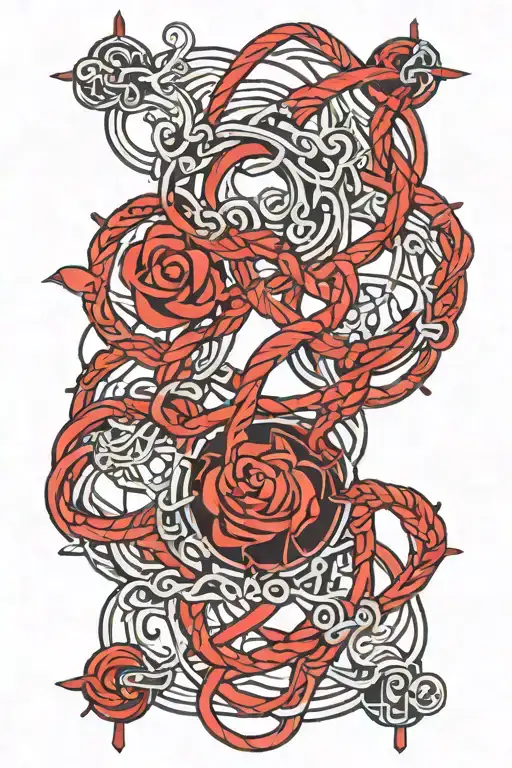 red string theory interwoven tattoo design idea