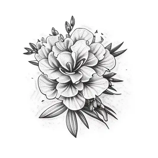 A traditional style tattoo of an Oleander plant with intricate details tattoo design idea