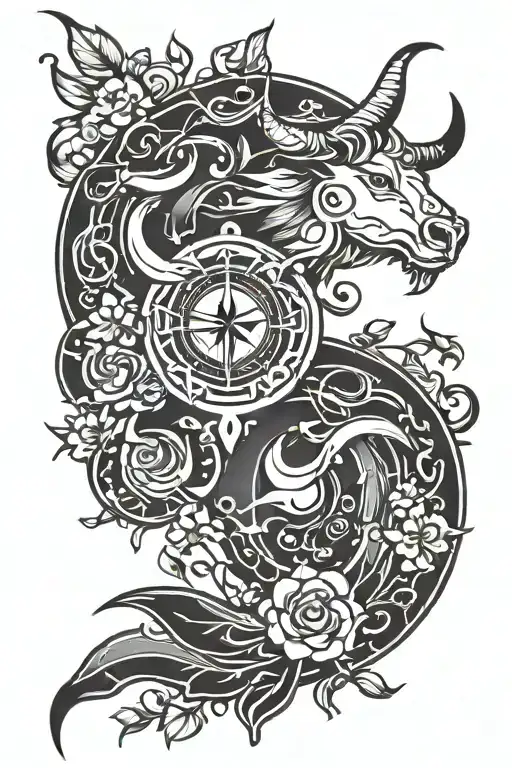 Taurus and pisces symbol tattoo design idea