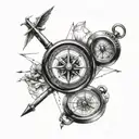 compass with geographic coordinates tattoo design idea