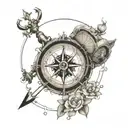 compass with geographic coordinates tattoo design idea