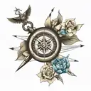 compass with geographic coordinates tattoo design idea