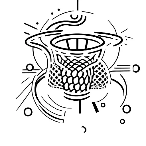 A minimalist tattoo of a basketball player jumping with the word 'dad' incorporated in the design tattoo design idea