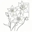 delphinium, Daffodil, daisy single strand intertwined tattoo design idea