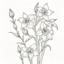 delphinium, Daffodil, daisy single strand intertwined tattoo design idea