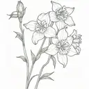 delphinium, Daffodil, daisy single strand intertwined tattoo design idea