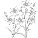 delphinium, Daffodil, daisy single strand intertwined tattoo design idea