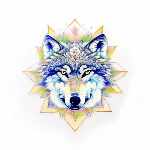 wolf with mandala tattoo design idea