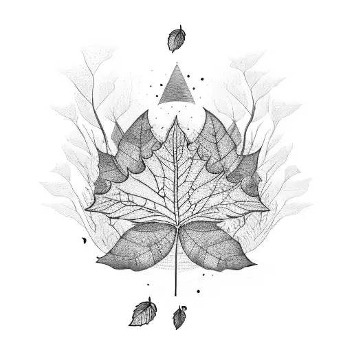 A poetic quote about the power of nature, written in delicate script and adorned with falling leaves tattoo design idea
