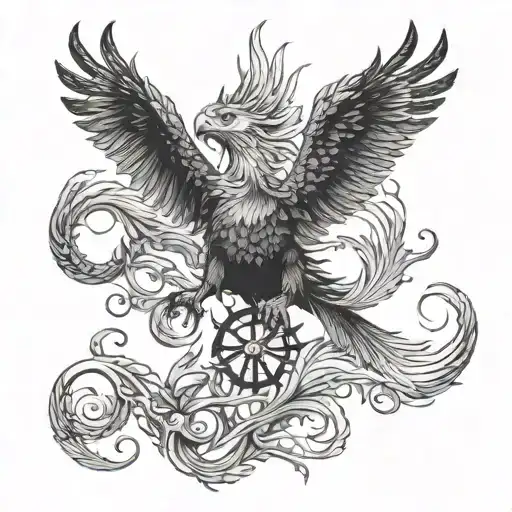 A Kraken in the talons of an eagle soaring tattoo design idea