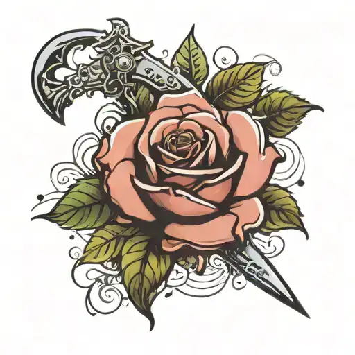 THE ROSE AND THE BLADE tattoo design idea