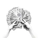 Hustler's hand holding a stack of cash tattoo design idea