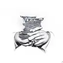 Hustler's hand holding a stack of cash tattoo design idea