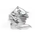 Hustler's hand holding a stack of cash tattoo design idea