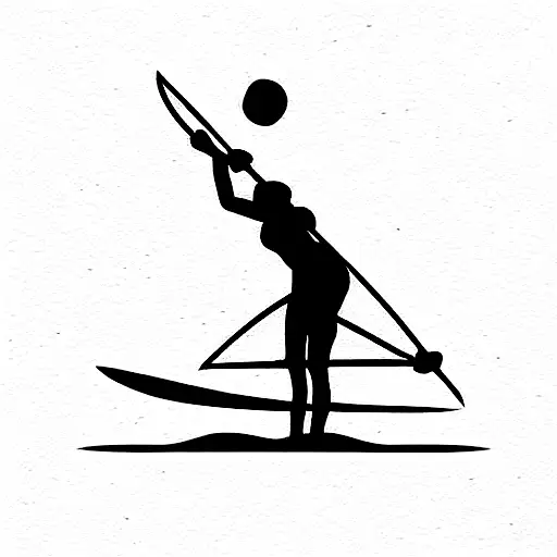 volleyball, surfing board and rowing oars tattoo design idea