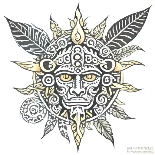 taino puerto rican sun god tattoo design idea
