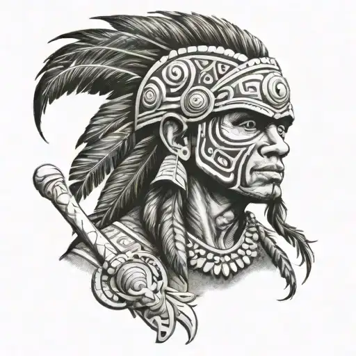 taino puerto rican warrior  tattoo design idea