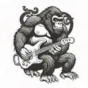King kong playing bass guitar tattoo design idea