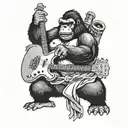 King kong playing bass guitar tattoo design idea