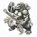 King kong playing bass guitar tattoo design idea